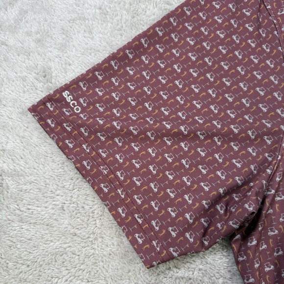 Southern Shirt Co Polo Mens Red Performance Stretch Golf Cart All Over AOP Shirt - Picture 3 of 8